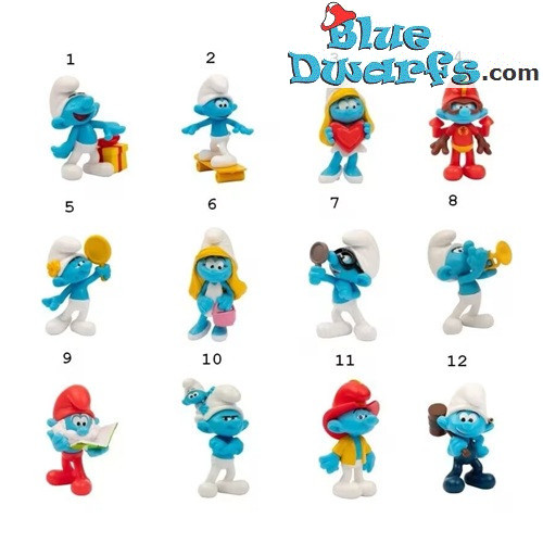 Set de juego de Pitufos - 12 Pitufos - Figura de Pitufo en bolsa - Giochi Preziosi - PUF44000
