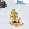 Smurf on sled with arms wide open - Golden Smurfs - Skultuna - 55mm