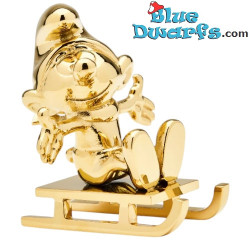 Schtroumpf sur luge les bras écartés - Gold Schtroumpfs - Skultuna - 55mm