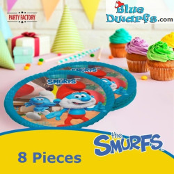 8x papieren bordjes smurf en grote smurf - Party Factory - 23 cm