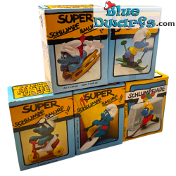 Super Puffi - 5 Puffi sportivi nelle confezioni originali d’epoca - MIB - Schleich
