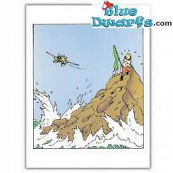 Postal doble Tintín – Tintín en las rocas – Tintinimaginatio – 12,5 x 17,5 cm