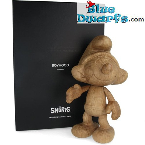 Handgefertigte Schlumpf-Statue - Europäische FSC Weißeiche - Boyhood - 24 cm