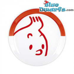 Silhouette of Tintin – porcelain dessert plate – Tintin tableware – 21 cm