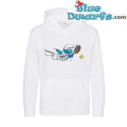 Schtroumpf jouant au tennis – Pull Les Schtroumpfs – Blanc – Hingly