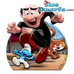 Gargamel y Azrael persiguiendo a un Pitufo – Imán de resina – Power Gift - 9cm