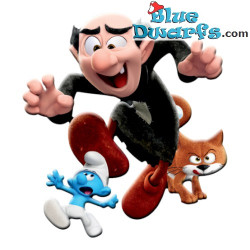 Gargamel y Azrael persiguiendo a un Pitufo – Imán de resina – Power Gift - 9cm