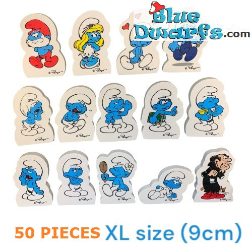 50 Randomly Selected Smurfs Erasers - Mega Erasers - Back to School with The Smurfs - 9 cm - Size XL