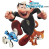 Gargamel und Azrael verfolgen einen Schlumpf – Harzmagnet – Power Gift - 9cm