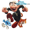 Gargamel et Azraël poursuivant un Schtroumpf  – Aimant en résine – Power Gift - 9cm