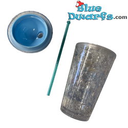 Smurfette, Papa Smurf & Smurfblossom Smurfette - Smurfs Shakes Cup with Smurf on Top - Power Gift - 400 ML