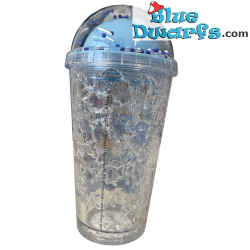 Puffetta, Grande Puffo e Puffo Quattrocchi – Bicchiere shaker dei Puffi con Puffo sulla parte superiore – Power Gift - 400 ML