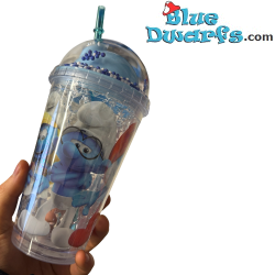 Smurfette, Papa Smurf & Brainy Smurf - Smurfs Shakes Cup with Smurf on Top - Power Gift - 400 ML