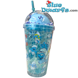 Schlumpfine und die Schlümpfe – Schlumpf Glitzer-Shake-Becher mit Schlumpf oben – Power Gift - 400 ML