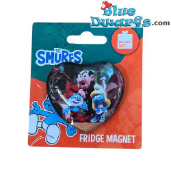Pitufina, Papá Pitufo y Gargamel – Imán de Cristal con Forma de Corazón de los Pitufos – Power Gift – 5 cm