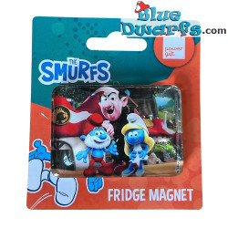 Pitufina, Papá Pitufo y Gargamel – Imán de Cristal Rectangular de los Pitufos– Power Gift – 5 x 6 cm