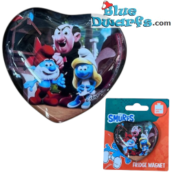 Pitufina, Papá Pitufo y Gargamel – Imán de Cristal con Forma de Corazón de los Pitufos – Power Gift – 5 cm