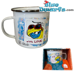 Puffetta – Tazza smaltata Puffo – Power Gift – Lingua inglese - 350 ML