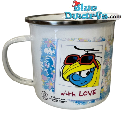 Puffetta – Tazza smaltata Puffo – Power Gift – Lingua inglese - 350 ML