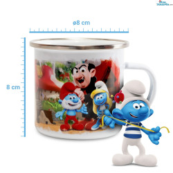 Schlumpfine, Papa Schlumpf & Gargamel – Schlumpf Emaille-Becher – Power Gift – Englische Sprache - 350 ML