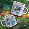 Puffetta, Grande Puffo e Puffo Quattrocchi – Tazza smaltata Puffo – Power Gift - 350 ML