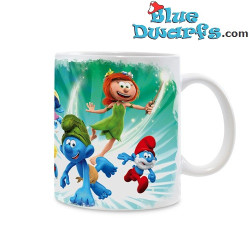Hoja y Los Pitufos – Taza de cerámica de Pitufo – La serie de TV Los Pitufos 2021 – Power Gift - Idioma Inglés - 330 ML