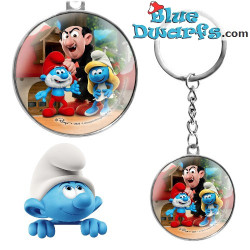 Smurfette, Papa Smurf & Gargamel - Smurf Glass Keychain - Power Gift - 7 cm
