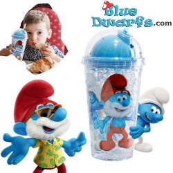 Smurfin, Grote Smurf en Brilsmurf – Smurfen shakebeker met Smurf bovenop – Power Gift - 400 ML