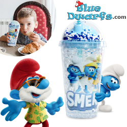 Schlumpfine, Papa Schlumpf & Sturm-Schlumpfine – Schlümpf Shake-Becher mit Schlumpf oben – Power Gift - 400 ML