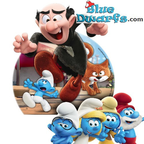 Gargamel en Azraël die een Smurf achtervolgen – Harsmagneet – Power Gift - 9cm