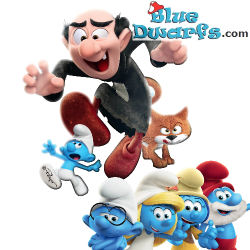 Gargamel and Azrael chasing a Smurf - Resin Magnet - Power Gift - 9cm