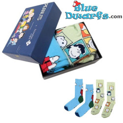 Snoopy, Charlie Brown e Amici – Scatola di Calze Sportive Snoopy – Azzurro Chiaro e Verde – Peanuts x Bavarian Caps