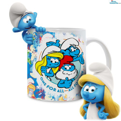 5er Familien-Tassen-Set - Die Schlümpfe Keramikbecher - Power Gift - Englische Sprache - 330 ML