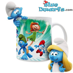 5 x Family Mug Set - Smurfs Ceramic Mugs - Power Gift - English Language  - 330 ML
