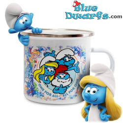 Set de 5 Tazas Familiares - Tazas de Esmalte de Los Pitufos - Power Gift - Idioma Inglés - 350 ML