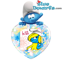Set van 4 Smurfen hartmagneten – Smurf hart glazen magneet – Power Gift – 5 cm