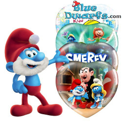Lot de 4 magnets cœur des Schtroumpfs – Magnet en verre cœur Schtroumpf – Power Gift – 5 cm