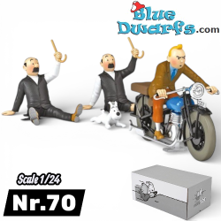Tintin on the FN M90 Motorcycle 500 CC - Tintin Car Collection - Chase by Thomson and Thompson - No. 70 - 1/24 - 8cm
