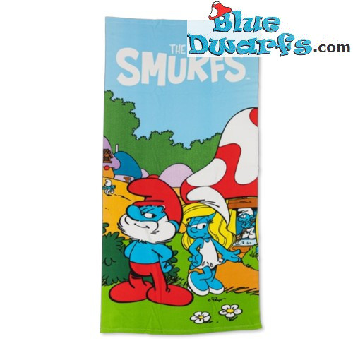 Strandtuch Schlumpfine und Papa Schlumpf – Sea and Smurfs – Aymax – 70 × 140 cm
