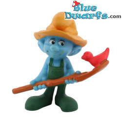 Pitufo labrador con pajarito - Figura de plástico - McDonald’s Happy Meal (2011) - 8 cm