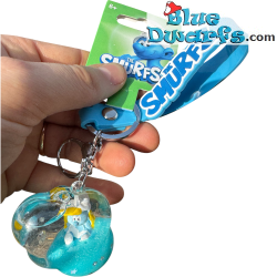 Schtroumpfette Porte-clés Liquide en Forme de Nuage 3D avec Dragonne & Figurine en Résine – Porte-clés Les Schtroumpfs – 5,5cm