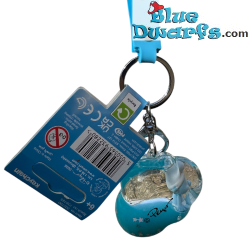 Baby smurf in a 3D Cloud Shape Liquid Keychain with Strap & Resin Figure - The Smurfs keyring - 5.5 cm