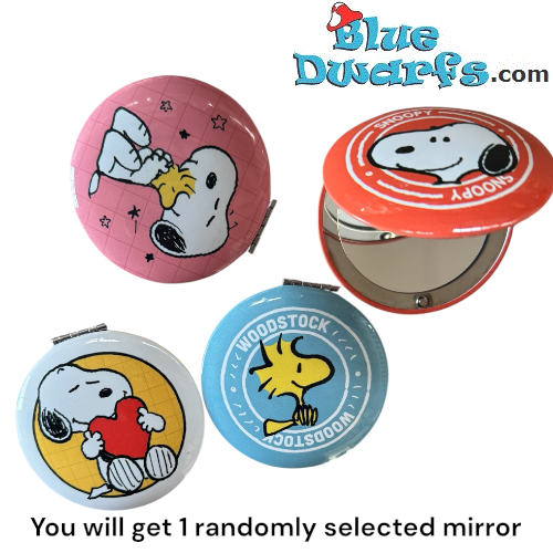 Snoopy & Woodstock Make Up Mirror - Snoopy Merchandise - Peanuts - 7 x 6.5 cm
