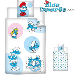 Funda nórdica de Los Pitufos con funda de almohada – La Familia Pitufo – Reversible – 140x200 cm