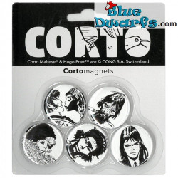 Set di 5 Magneti da Frigorifero Corto Maltese - Morgana - Tintinimaginatio - 3 cm