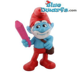 Grote smurf met kristal - Plastic figuur - McDonald’s Happy Meal (2013) - 8 cm