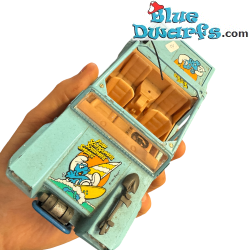 Auto dei Puffi in metallo vintage – incompleta / non nuova – 18 cm