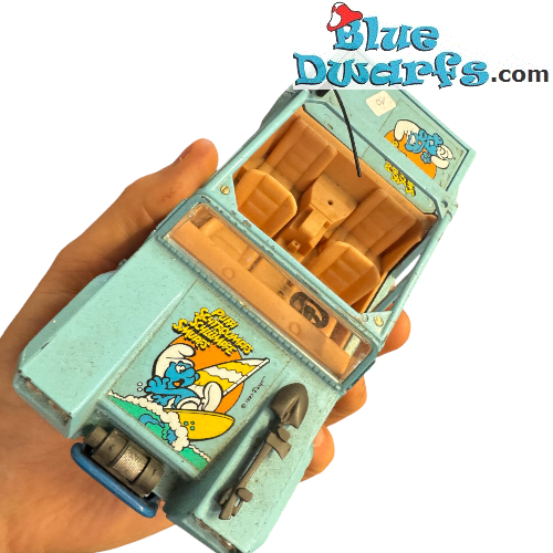 Auto dei Puffi in metallo vintage – incompleta / non nuova – 18 cm