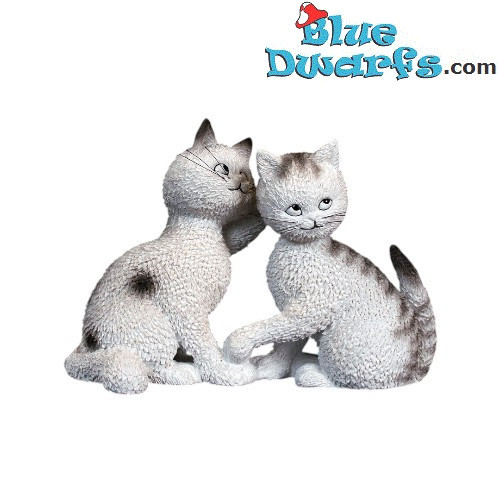 Les Confidences: Dos adorables gatitos blancos jugando – Figura de gato Dubout – Parastone – 9,5 cm