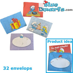 32 envelopes – Do it yourself – The Smurfs – 4 designs – 16 x 12 cm